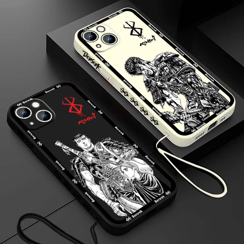 Apple Iphone 15 - Casing HP Cairan Tali Karet Anime