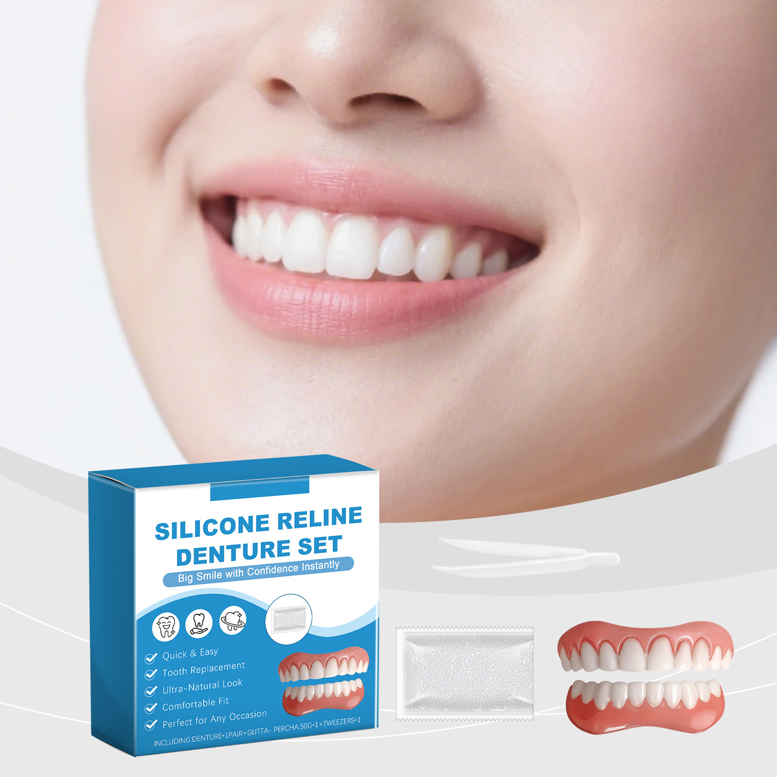 Gigi Palsu Satu Set Lengkap Di - Full Cover Adhesive ulasan dan harga